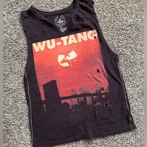Vintage Style Wu-Tang Clan Graphic Tee Distressed Black Hip Hop Shirt Size Small